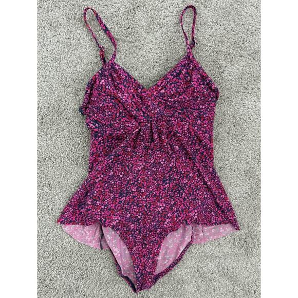 Garnet Hill Women’s Dainty‎ Floral Modest Slimming One Piece Sz 4 - Picture 1 of 7